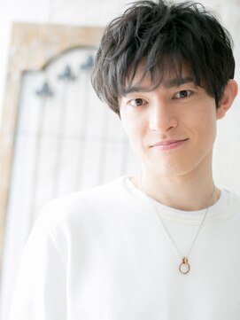 メンズヘア ビーセカンド 草加店(MENS HAIR B-2) くせ毛風ニュアンスパーマ社会人ダークアッシュマッシュa草加