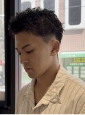 ピンパーマメンズショートメンズパーマアップバング
