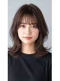 ミディアム20代30代ストレートレイヤー前髪なし前髪あり越谷