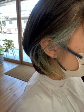 フラワー 元町店(FLOWER) 【FLOWER】ショートボブ×ミントグリーン