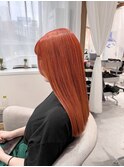 大人可愛い20代30代バレンシアオレンジロングハイトーンカラー