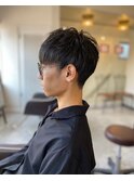 【soy-kufu】MEN'S HAIRアッシュブラックマッシュショート