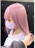 6114ベビーピンク艶髪ハイトーンカラーオンブレホワイトピンク
