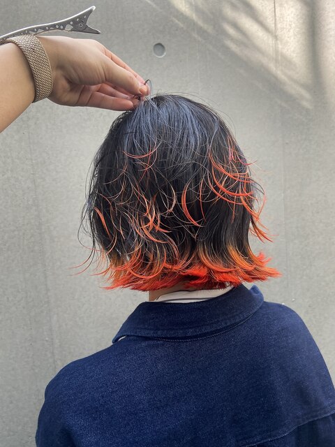 オレンジカラー・裾カラー・ブリーチカラー