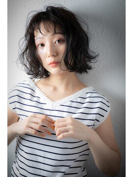 カバーヘア ブリス 上尾西口店(COVER HAIR bliss) オン眉黒髪くびれミディアム外ハネボブパーマv上尾20代30代40代!