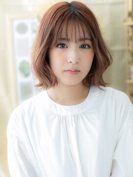 カバーヘア ブリス 北浦和(COVER HAIR bliss) 韓国風ミルクティーピンク外ハネくびれボブc6北浦和20代30代40代