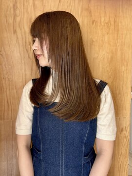 リノア 鵠沼海岸(LINOA) デザインカラー/レイヤーカット/ウェットヘア/オリーブベージュ