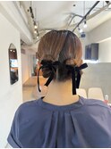 ベロアリボン/まとめツインヘアセット