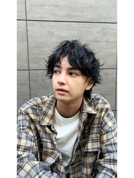 ノットバイベル 大宮(knot by belle) アップバング/マッシュ/ブルーブラック/無造作/メンズパーマ