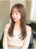 イメチェンヘアスタイル 、ピンクベージュ、前髪カタログ