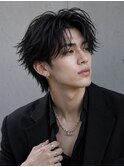 韓国風センターパートフェザーパーマツーブロック大宮メンズ眉毛