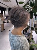 グラデーションボブ大人ショート丸みショート