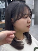 美髪カールピンクブラウンエアリーロングセミディ似合わせ前髪