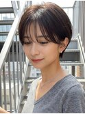 大人ショートボブ/ひし形ショート/小顔ショート/前髪あり