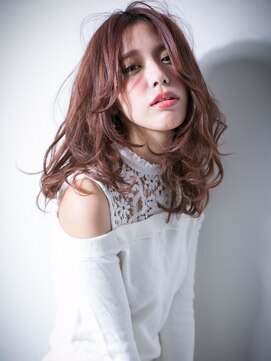 カバーヘア ブリス 上尾西口店(COVER HAIR bliss) センターパートショコラピンク小顔ハイライトv上尾10代20代30代