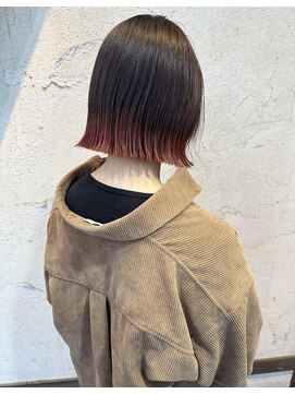 ダブル(W) 切りっぱなしボブ×デザインカラー