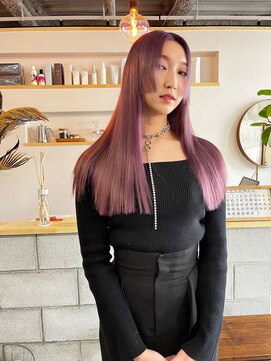 空 韓国風ヘアー_ワインレッド