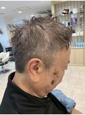 60代　　変身イケオジメンズカット　グレイヘア　軟毛　細毛