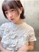 チョコブラウン美髪外ハネボブイメージチェンジワイドバング