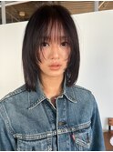 ミディアムレイヤーハッシュカット顔まわりレイヤーストレート