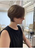 ダークパープルナチュラルショート夏のヘアアレンジ原宿