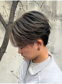 メンズバレイヤージュ　センターパート　メンズカラー