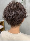 マッシュショート、しっかりパーマ、強めパーマ