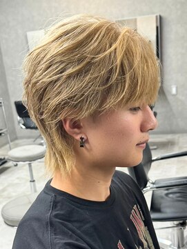 エルマーク 枚方(L-MARK) マッシュウルフダブルカラーブリーチツーブロックメンズウルフ