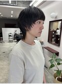 【Look at】20代30代40代マッシュウルフ アッシュブラック