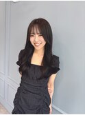 #ミディアム#プルエクステ#暗髪