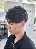 大分曲がる縮毛矯正メンズカットセンターパートニュアンスパーマ