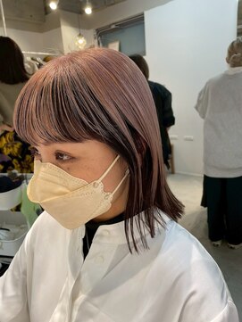  fit stand 千葉/ショートボブ/カット/パーマ/ダブルカラー/トリートメント/縮毛矯正 イメチェン/ピンクベージュ/アンブレラカラー[千葉]