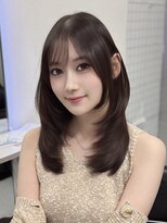 ロムーク 表参道(LOMKH) 小顔ロングレイヤーカット顔周り春グレージュカラー透明感カラー