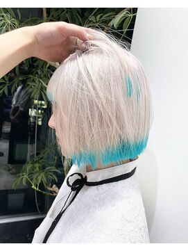ステアケース ギンザセブン(stair:case ginza7) 似合わせ切りっぱなしボブ×ホワイトブロンド裾カラー