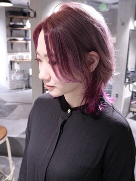 ロリム(RorriM) ウルフカット インナーカラー ピンク ダブルカラー