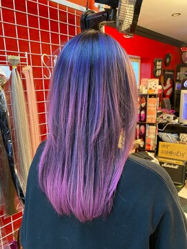 ロック フィールド ブルーパープルピンクエアータッチグラデーション