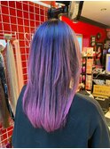 ブルーパープルピンクエアータッチグラデーション