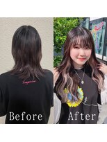 あるじゃんすー 岡山店&nbsp;ミルクティーピンク#ナチュラルピンク#前髪カール#岡山