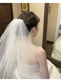 花嫁 ベール シンプル コンパクト シニヨン  ヘアアレンジ