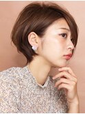 ショートボブ/前下がり/前髪長め/30代・40代/ワンカールパーマ