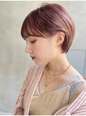 【kate 大宮】耳掛けショートスタイル×ピンクベージュ