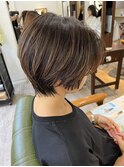 【添田】骨格補正な若見えショート！ハイライトカラー白髪ぼかし