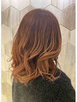 ビューティドレッセヤマノ 池袋パルコ(Beauty Dresse YAMANO) 【グラデーションカラー】オレンジカラー/ミディアムヘア