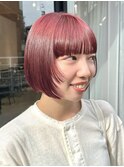 フェイスレイヤーボブボルドーカラーピンクヘアー【自由が丘】