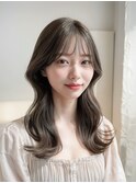 韓国風レイヤー　透明感カラー　顔周りレイヤー　結んでも可愛い
