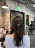 お呼ばれアレンジ ヘアセット ハーフアップ カチモリ