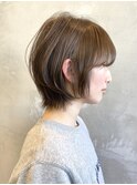 調布白髪染めレイヤーボブショートヘアベージュアッシュブラウン