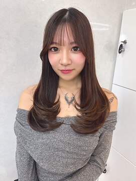 アリープアウル(ALEAP owl) ロングレイヤー/顔まわりカット/毛先ワンカール/ブラウン