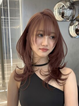 シュルール 所沢プロぺ通り店(chorule) くびれミディアムピンクベージュミディアムレイヤー前髪カット