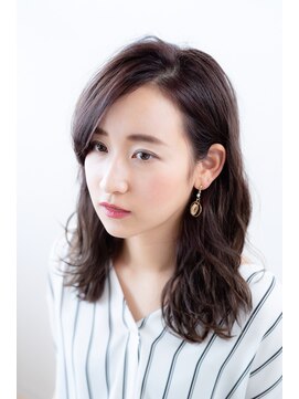 ハピエル ヘアークルー(HAPPYEL hair crew) セミロング外ハネナチュラル波ウェーブ黒髪暗髪